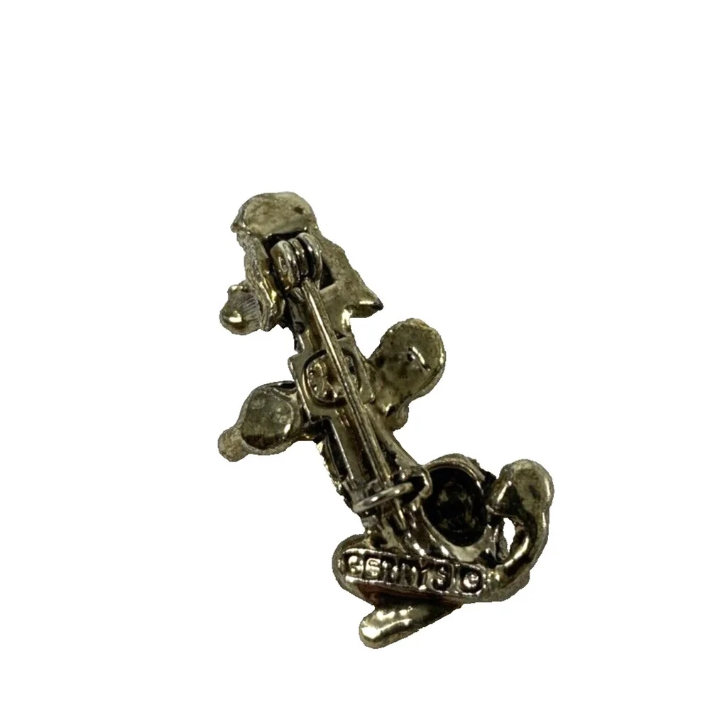 Lot of 2 Gerry Pin Brooches Womens Green‎ Eyed Turtle & Poodle Vintage Jewelry